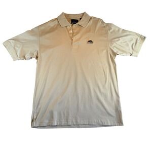 Vintage Greg Norman PGA West Cotton Polo Shirt Tan Mens Medium Short Sleeve